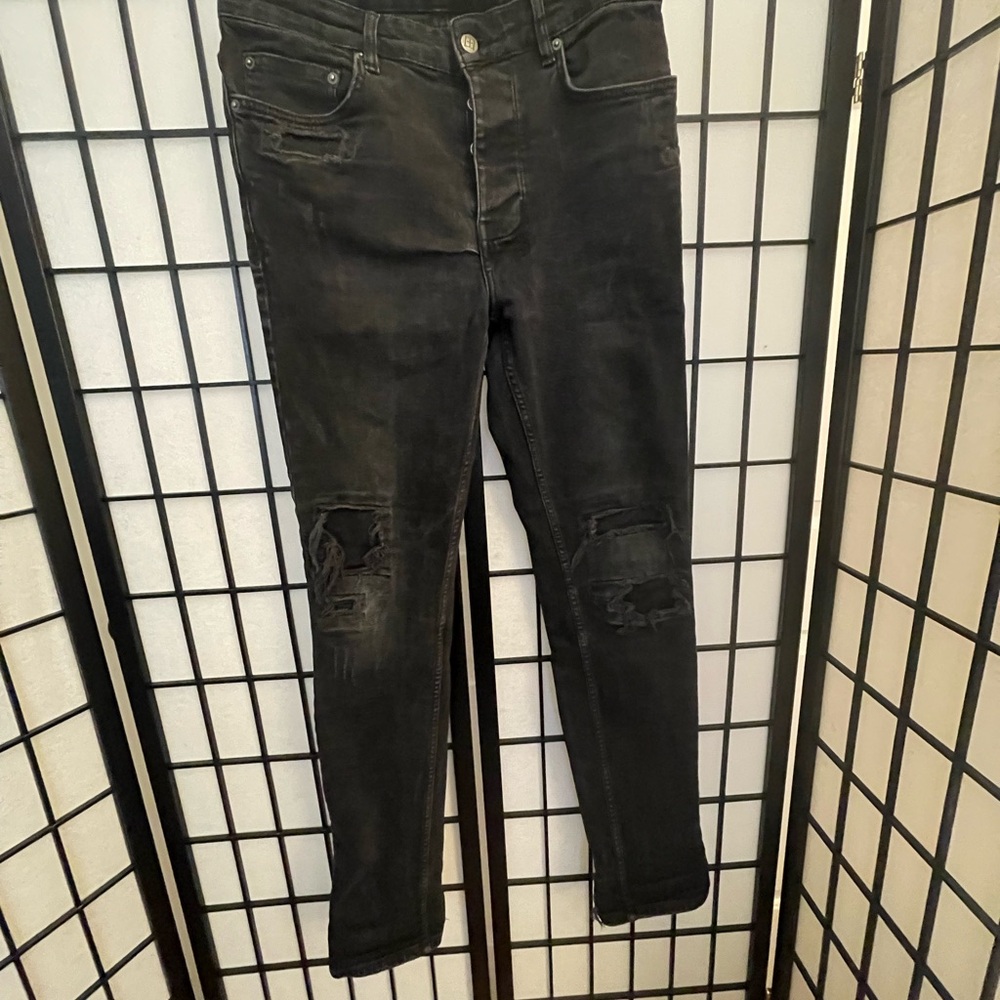 Ksubi Men's Faded Black Straight Jeans 32”W X 42.5”L